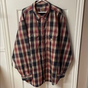 Carhartt Men's Flame Resistant Force Rugged Flex Plaid Button Up Shirt size 2XL